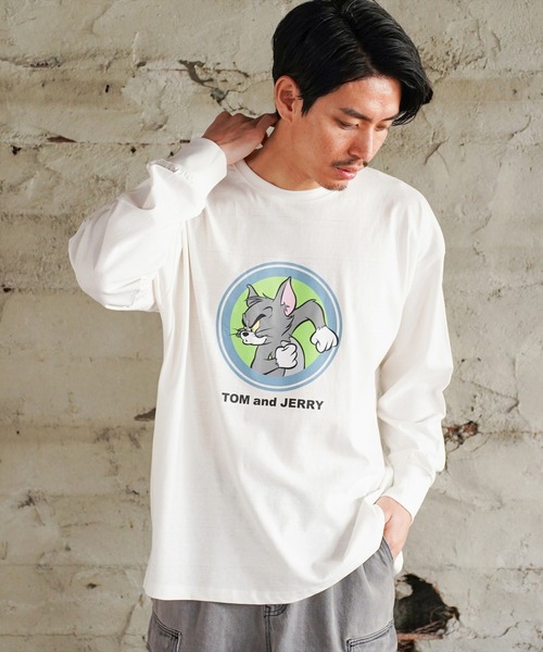 Tom&Jerry(トムアンドジェリー)の「(DV)【トムとジェリー】【ユニセックス】プリント 長袖 Tシャツ(Tシャツ/カットソー・メンズ・ベージュ/ホワイト系2/ホワイト系1/ダークグリーン/ネイビー/チャコールグレー/オレンジ/ブラック・X-LARGE/MEDIUM/LARGE)」の13枚目の写真