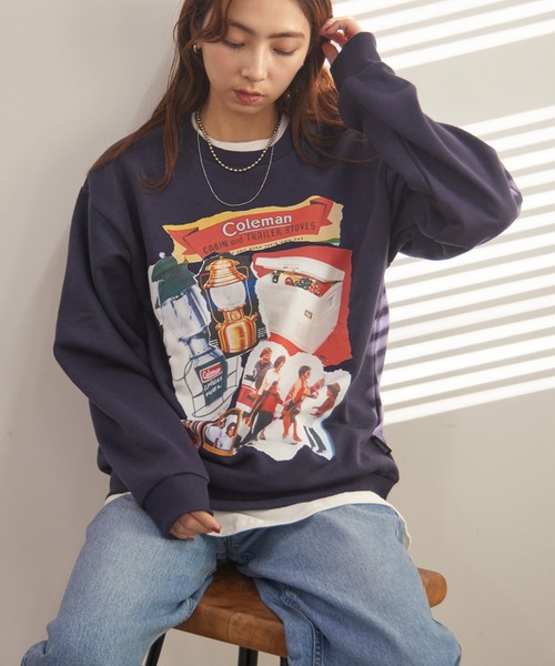 COLEMAN（コールマン）の「【Coleman】バックフリース ヴィンテージグラフィックトレーナー /メンズ、ウィメンズで着れるサイズ展開！ Vintage print buck fleece crew neck sweat（スウェット・レディース・グリーン/ホワイト/ブラック/ネイビー・M/L/XL/XS/S）」の12枚目の写真