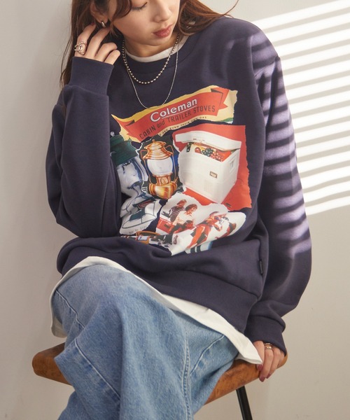 COLEMAN（コールマン）の「【Coleman】バックフリース ヴィンテージグラフィックトレーナー /メンズ、ウィメンズで着れるサイズ展開！ Vintage print buck fleece crew neck sweat（スウェット・レディース・グリーン/ホワイト/ブラック/ネイビー・M/L/XL/XS/S）」の11枚目の写真