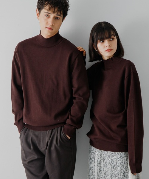 SENSE OF PLACE by URBAN RESEARCH(センスオブプレイスバイアーバンリサーチ)の「ストレッチモックネックニット(ニット/セーター・メンズ・アイボリー/レッド/ライトブルー/ブラック/ネイビー/ブラウン/ブラック系その他・LARGE/MEDIUM)」の5枚目の写真