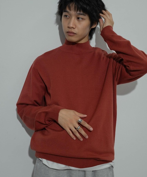 SENSE OF PLACE by URBAN RESEARCH(センスオブプレイスバイアーバンリサーチ)の「ストレッチモックネックニット(ニット/セーター・メンズ・アイボリー/レッド/ライトブルー/ブラック/ネイビー/ブラウン/ブラック系その他・LARGE/MEDIUM)」の7枚目の写真