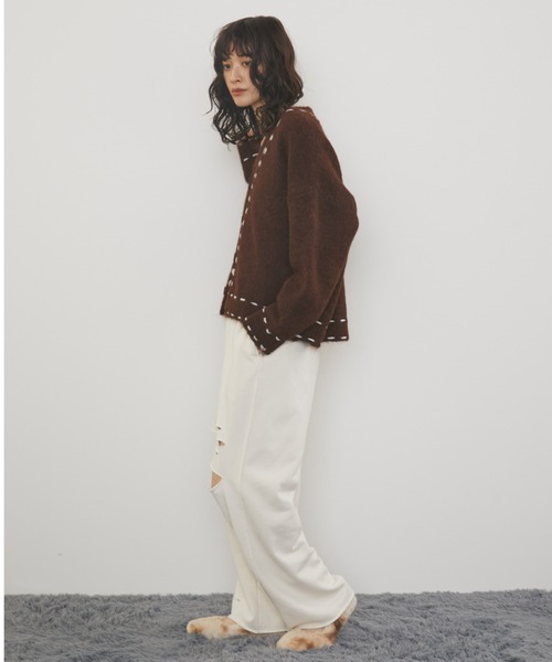 MERLOT(メルロー)の「ダメージワイドスウェットパンツ(スウェットパンツ・レディース・ブラック/グレー/アイボリー・FREE)」の10枚目の写真