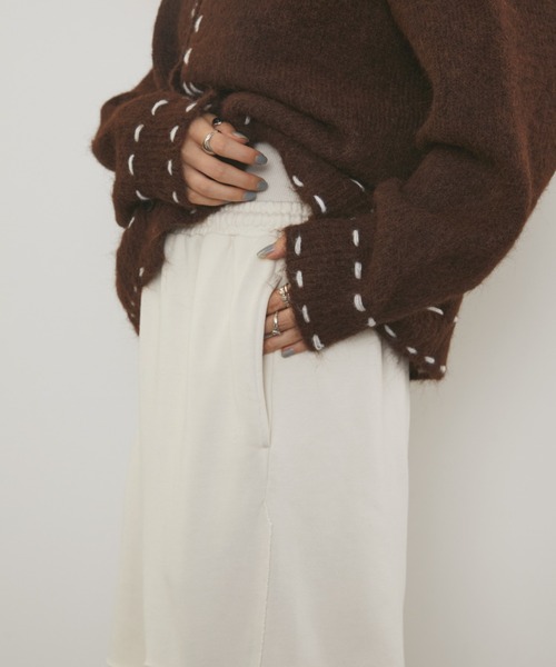 MERLOT(メルロー)の「ダメージワイドスウェットパンツ(スウェットパンツ・レディース・ブラック/グレー/アイボリー・FREE)」の12枚目の写真