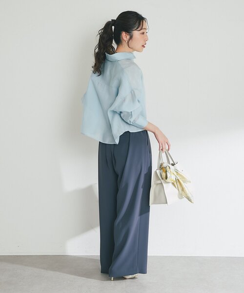 La boutique BonBon（ラブティックボンボン）の「【RISA監修・5サイズあり・今すぐお届け】2タックワイドパンツ（スラックス・レディース・ネイビー/チャコールグレー/アイボリー/ブラック/グレイッシュベージュ/ピンク/モカ/ミント・FREE/PM/36/PS/TM）」の17枚目の写真