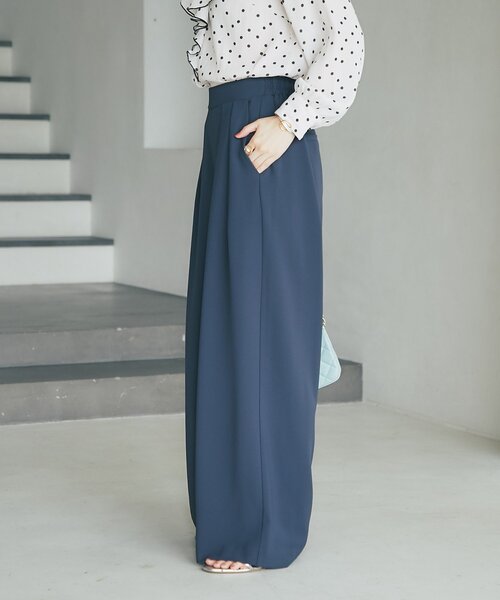 La boutique BonBon（ラブティックボンボン）の「【RISA監修・5サイズあり・今すぐお届け】2タックワイドパンツ（スラックス・レディース・ネイビー/チャコールグレー/アイボリー/ブラック/グレイッシュベージュ/ピンク/モカ/ミント・FREE/PM/36/PS/TM）」の20枚目の写真