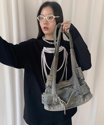 ヴィンテージライク デニムショルダーバッグ LON24a087-ファッション