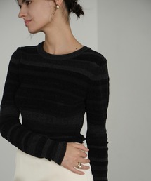 MOLE MIX BORDER KNIT TOPS（ニット/セーター）｜CLANE（クラネ）の