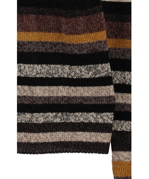 クラネ CLANE 24AW  MOLE MIX BORDER KNIT TOPS トップス ニット セーター 長袖 薄手 1 黒 /NR ■OS レディース MOLE MIX BORDER KNIT TOPS（ニット/セーター）｜CLANE（クラネ