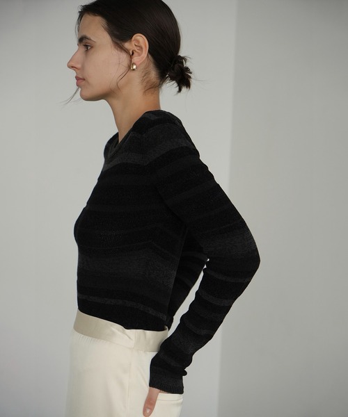 MOLE MIX BORDER KNIT TOPS（ニット/セーター）｜CLANE（クラネ）の