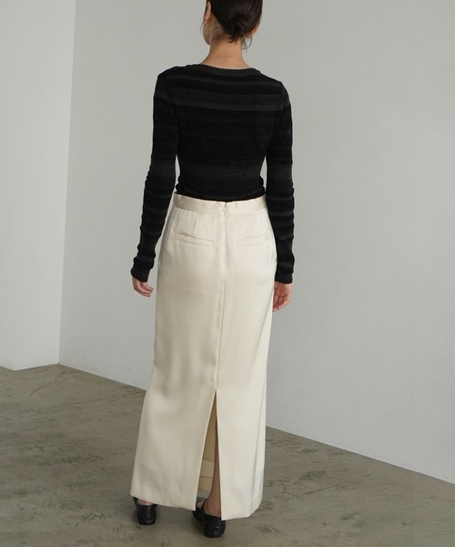 CLANE(クラネ) GRADATION BORDER WIDE KNIT TOPSタートルネック