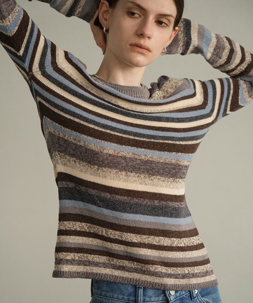 MOLE MIX BORDER KNIT TOPS（ニット/セーター）｜CLANE（クラネ）の