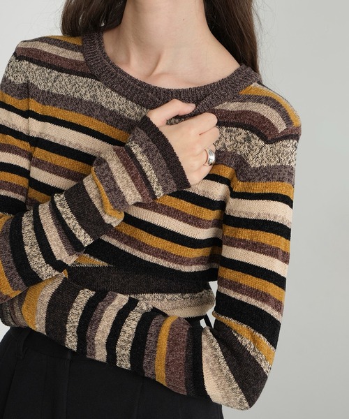 MOLE MIX BORDER KNIT TOPS（ニット/セーター）｜CLANE（クラネ）の