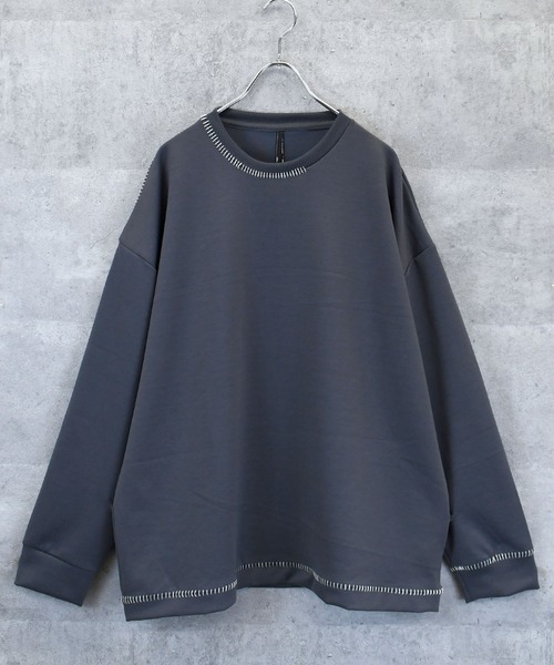 Ritzy(リッツィー)の「cardboard knit stitching crew neck cutsew/ダンボールニット ステッチング クルーネック カットソー レディース メンズ(スウェット・メンズ・グレー/チャコールグレー/ブラック/ホワイト・L/XL/M)」の7枚目の写真