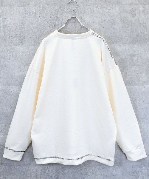 Ritzy(リッツィー)の「cardboard knit stitching crew neck cutsew/ダンボールニット ステッチング クルーネック カットソー レディース メンズ(スウェット・メンズ・グレー/チャコールグレー/ブラック/ホワイト・L/XL/M)」の9枚目の写真