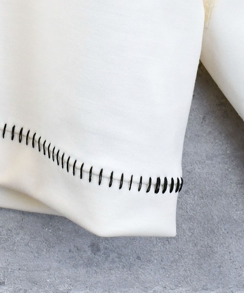 Ritzy(リッツィー)の「cardboard knit stitching crew neck cutsew/ダンボールニット ステッチング クルーネック カットソー レディース メンズ(スウェット・メンズ・グレー/チャコールグレー/ブラック/ホワイト・L/XL/M)」の13枚目の写真