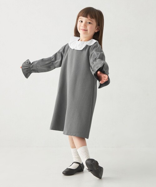 green label relaxing(グリーンレーベルリラクシング)の「シロエリ ワンピース / キッズ 100cm-130cm(ワンピース・キッズ・ダークグレー/グレー・100cm/110cm/120cm/130cm)」の5枚目の写真