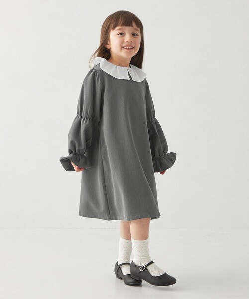 green label relaxing(グリーンレーベルリラクシング)の「シロエリ ワンピース / キッズ 100cm-130cm(ワンピース・キッズ・ダークグレー/グレー・100cm/110cm/120cm/130cm)」の6枚目の写真