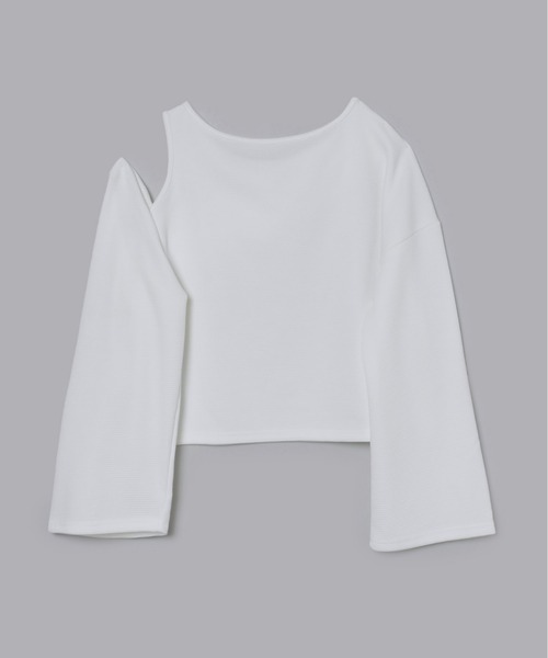 Olu.(オルドット)の「ショルダーカットワッフルトップス(Tシャツ/カットソー・レディース・ブラック/ホワイト・FREE)」の17枚目の写真