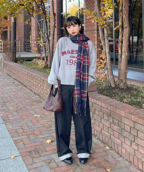 Chillfar（チルファー）の「ジャガードロゴカラールーズニット（ニット/セーター・レディース・ネイビー/オレンジ/グリーン/ピンク/グレー・FREE）」の20枚目の写真