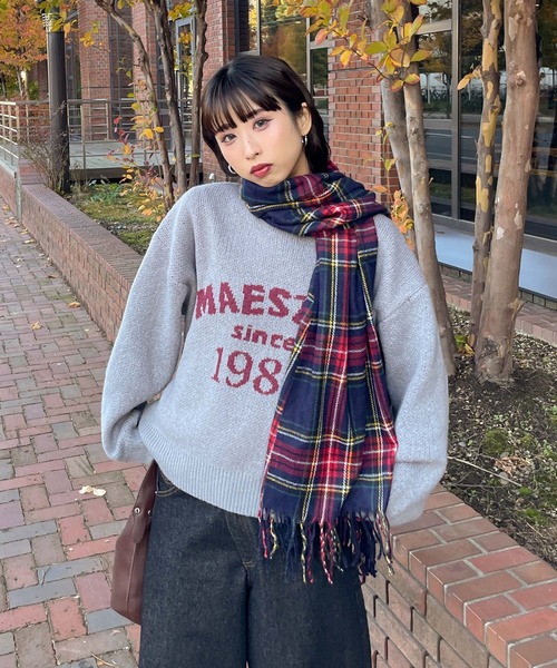 Chillfar（チルファー）の「ジャガードロゴカラールーズニット（ニット/セーター・レディース・ネイビー/オレンジ/グリーン/ピンク/グレー・FREE）」の14枚目の写真