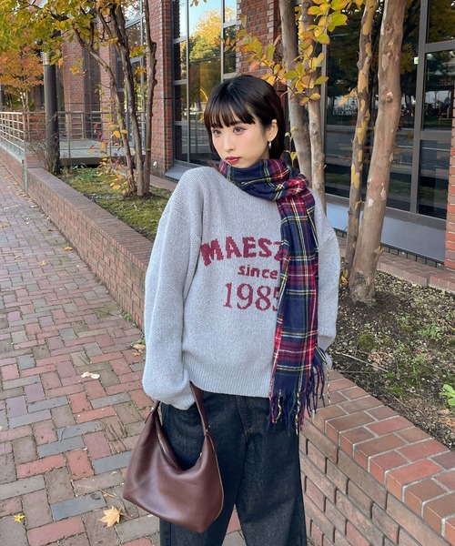 Chillfar（チルファー）の「ジャガードロゴカラールーズニット（ニット/セーター・レディース・ネイビー/オレンジ/グリーン/ピンク/グレー・FREE）」の16枚目の写真