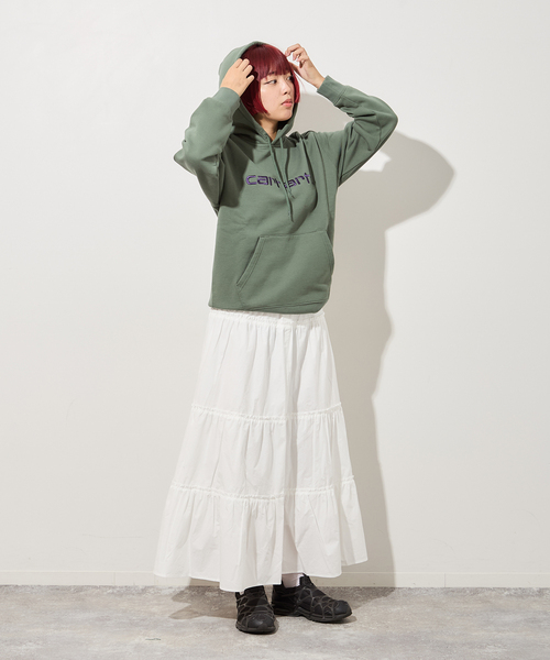 Carhartt WIP(カーハートダブリューアイピー)の「【CARHARTT WIP】W HOODED CARHARTT SWEATSHI I033648 裏起毛パーカー(パーカー・レディース・グリーン・X-SMALL)」の4枚目の写真