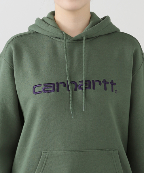 Carhartt WIP(カーハートダブリューアイピー)の「【CARHARTT WIP】W HOODED CARHARTT SWEATSHI I033648 裏起毛パーカー(パーカー・レディース・グリーン・X-SMALL)」の14枚目の写真