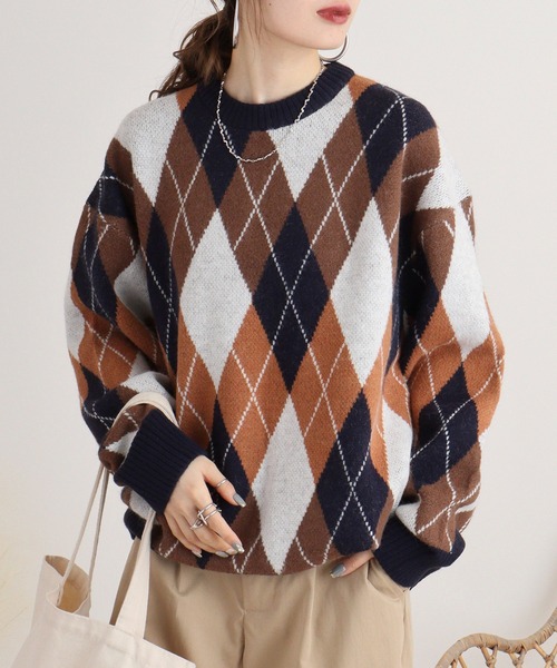 新品タグ付✨キャロウェイ クルーネックニットベアーモチーフアーガイル柄 セーター キャロウェイ（CALLAWAY）（レディース）ゴルフウェア アーガイル&ベア