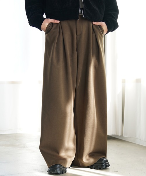 MinoriTY（マイノリティ）の「【MinoriTY】ヘビーウェイトスウェードライクダブルタックバギースラックス メンズ ワイドパンツ バギーパンツ 微起毛 春服 冬服 ルーズフィット オーバーサイズ（スラックス・メンズ・ブラック/ブラウン・M/L）」の22枚目の写真