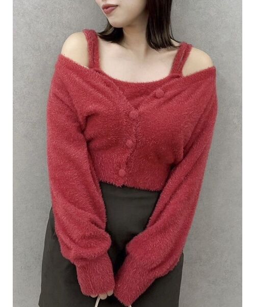 dazzlin（ダズリン）の「ミニシャギーラメニットキャミ（キャミソール・レディース・その他1/レッド/ピンク/グレー/ベージュ・FREE）」の5枚目の写真