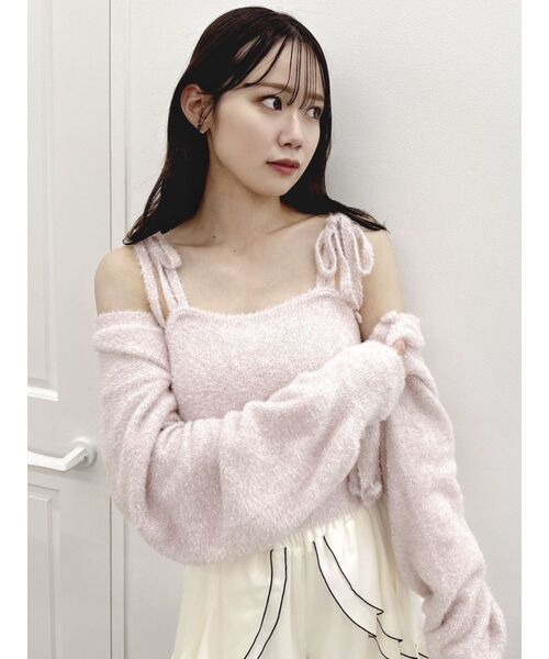 dazzlin（ダズリン）の「ミニシャギーラメニットキャミ（キャミソール・レディース・その他1/レッド/ピンク/グレー/ベージュ・FREE）」の4枚目の写真