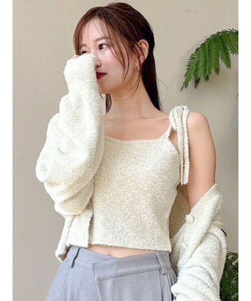 dazzlin（ダズリン）の「ミニシャギーラメニットキャミ（キャミソール・レディース・その他1/レッド/ピンク/グレー/ベージュ・FREE）」の7枚目の写真