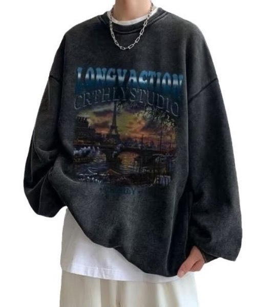 link lot(リンクロット)の「ヴィンテージライクオーバーサイズクルーネックスウェット(スウェット・メンズ・ブラック/ブラウン/ブルー・M/L)」の4枚目の写真