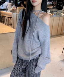 KN ワンショルダーアウトオーバーニット(se)