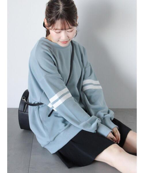 ehka sopo（エヘカソポ）の「◎プレート付袖レーススウェット（Tシャツ/カットソー・レディース・グレー/サックスブルー/ネイビー・F）」の17枚目の写真