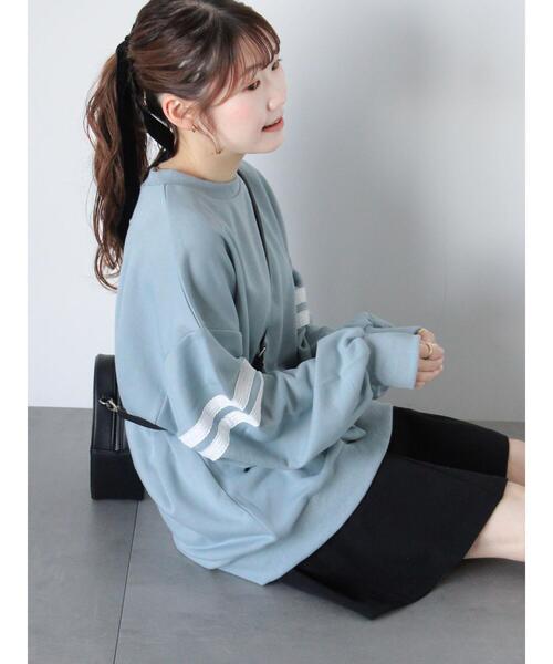 ehka sopo（エヘカソポ）の「◎プレート付袖レーススウェット（Tシャツ/カットソー・レディース・グレー/サックスブルー/ネイビー・F）」の18枚目の写真