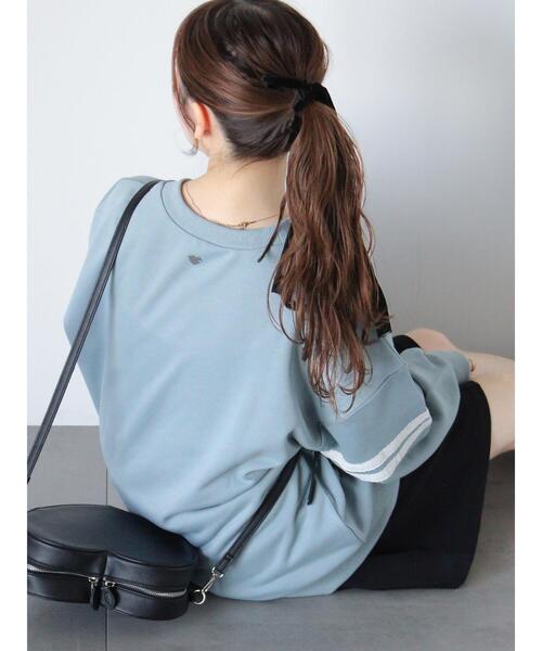 ehka sopo（エヘカソポ）の「◎プレート付袖レーススウェット（Tシャツ/カットソー・レディース・グレー/サックスブルー/ネイビー・F）」の19枚目の写真