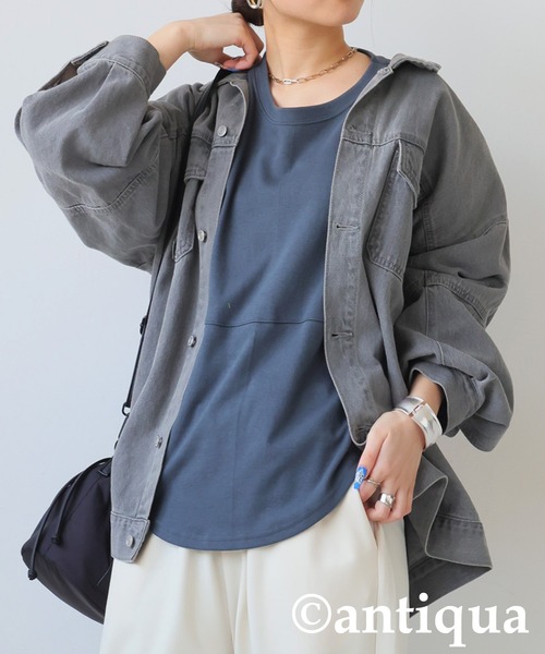 antiqua（アンティカ）の「切り替えトップス（Tシャツ/カットソー・レディース・ブルー/ブラック・ONESIZE）」の5枚目の写真