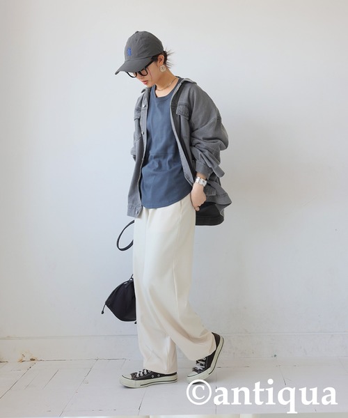 antiqua（アンティカ）の「切り替えトップス（Tシャツ/カットソー・レディース・ブルー/ブラック・ONESIZE）」の6枚目の写真