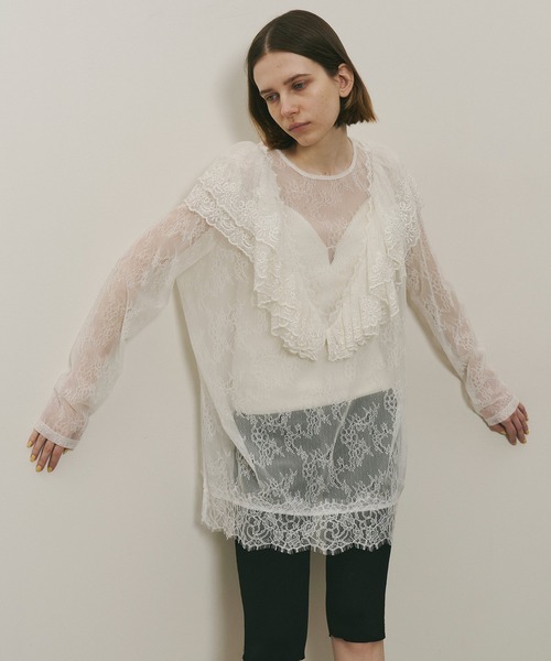 新品タグ付き！完売品 La belle etude ヴィンテージ風レースブラウス セール】オリジナル刺繍レースフリルブラウス（シャツ/ブラウス
