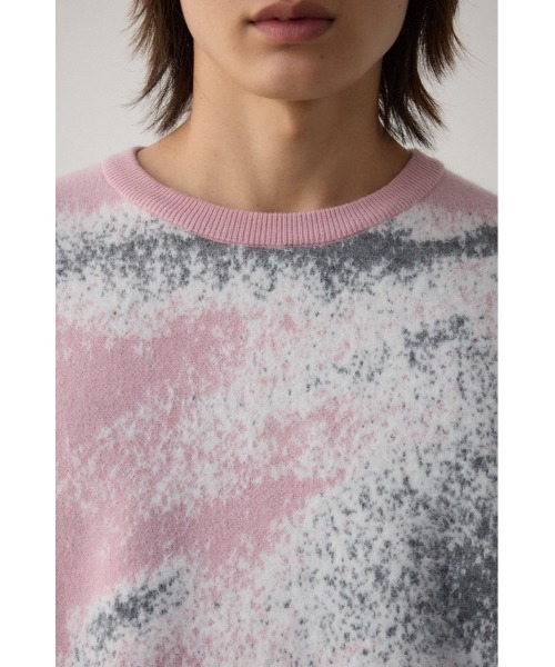 AZUL by moussy(アズールバイマウジー)の「フォトジャガードニット(ニット/セーター・メンズ・ライトグレー/ブルー/グレー/ライトピンク・FREE)」の9枚目の写真