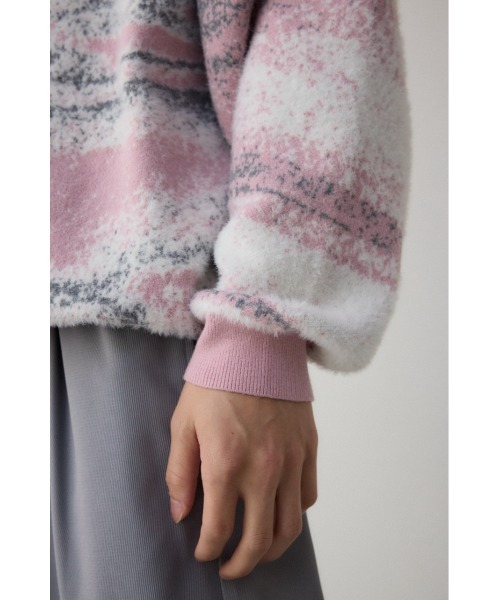 AZUL by moussy(アズールバイマウジー)の「フォトジャガードニット(ニット/セーター・メンズ・ライトグレー/ブルー/グレー/ライトピンク・FREE)」の7枚目の写真