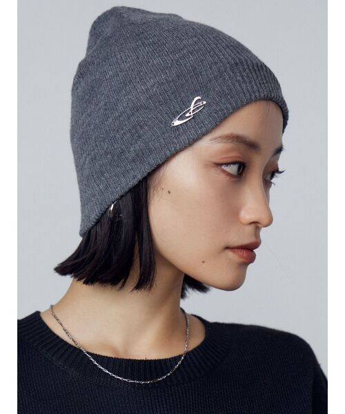 EMODA（エモダ）の「スペイシーEプレートビーニー（ニットキャップ/ビーニー・レディース・ブラック/グレー・FREE）」の12枚目の写真