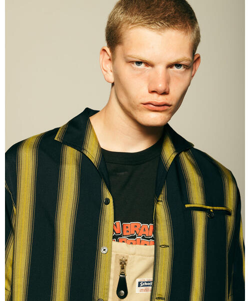 Schott(ショット)の「Schott/ショット/STRIPE SS SHIRT/半袖 ストライプシャツ(シャツ/ブラウス・メンズ・ホワイト/ブラック・2XL/XL/L/M)」の3枚目の写真
