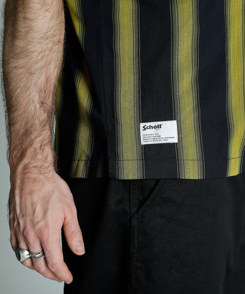 Schott(ショット)の「Schott/ショット/STRIPE SS SHIRT/半袖 ストライプシャツ(シャツ/ブラウス・メンズ・ホワイト/ブラック・2XL/XL/L/M)」の10枚目の写真