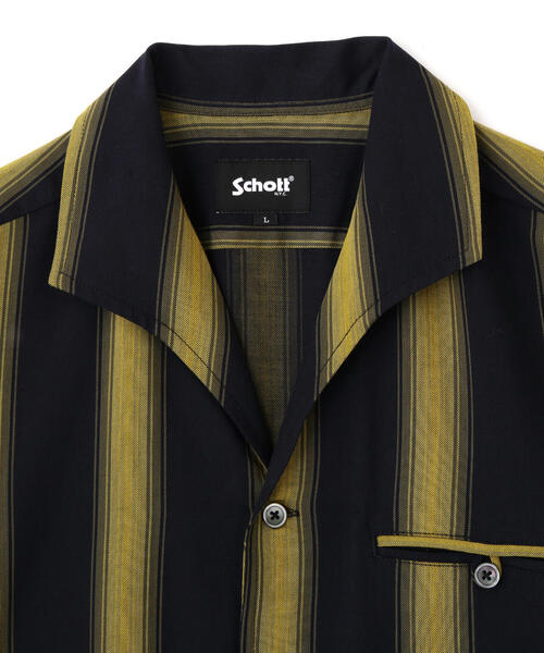 Schott(ショット)の「Schott/ショット/STRIPE SS SHIRT/半袖 ストライプシャツ(シャツ/ブラウス・メンズ・ホワイト/ブラック・2XL/XL/L/M)」の13枚目の写真