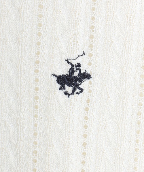 BEVERLY HILLS POLO CLUB(ビバリーヒルズポロクラブ)の「BEVERLY HILLS POLO CLUB ワンポイント無地・カレッジロゴ刺繍 サマーニットプルオーバートップス/半袖(ニット/セーター・レディース・サックスブルー/ネイビー/グリーン系その他/ホワイト系その他/オフホワイト/ネイビー系2・M)」の9枚目の写真