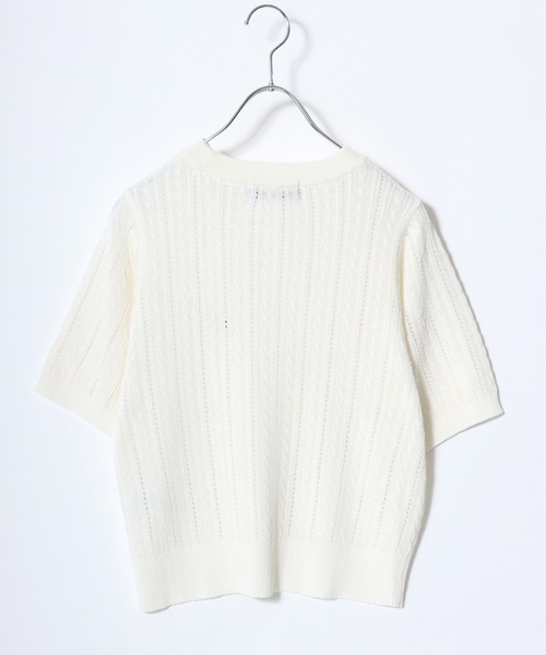 BEVERLY HILLS POLO CLUB(ビバリーヒルズポロクラブ)の「BEVERLY HILLS POLO CLUB ワンポイント無地・カレッジロゴ刺繍 サマーニットプルオーバートップス/半袖(ニット/セーター・レディース・サックスブルー/ネイビー/グリーン系その他/ホワイト系その他/オフホワイト/ネイビー系2・M)」の8枚目の写真
