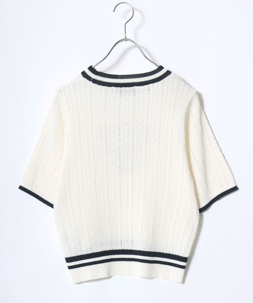 BEVERLY HILLS POLO CLUB(ビバリーヒルズポロクラブ)の「BEVERLY HILLS POLO CLUB ワンポイント無地・カレッジロゴ刺繍 サマーニットプルオーバートップス/半袖(ニット/セーター・レディース・サックスブルー/ネイビー/グリーン系その他/ホワイト系その他/オフホワイト/ネイビー系2・M)」の15枚目の写真