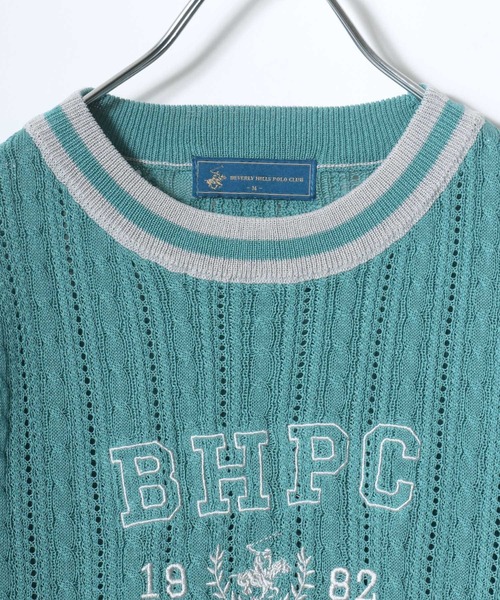 BEVERLY HILLS POLO CLUB(ビバリーヒルズポロクラブ)の「BEVERLY HILLS POLO CLUB ワンポイント無地・カレッジロゴ刺繍 サマーニットプルオーバートップス/半袖(ニット/セーター・レディース・サックスブルー/ネイビー/グリーン系その他/ホワイト系その他/オフホワイト/ネイビー系2・M)」の22枚目の写真